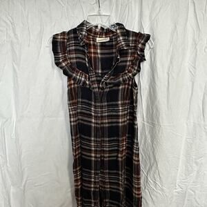 Universal Thread Goods Co Women's Plaid Fall Button Down Shirt Dress Size Small